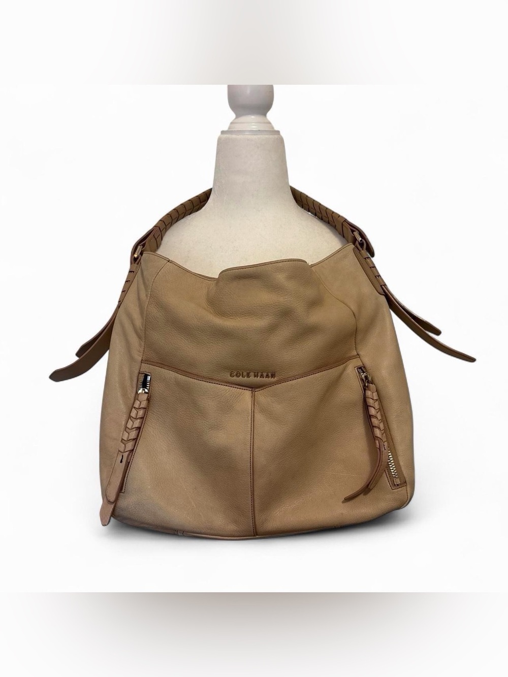 Cole Haan Beige/Tan Braided Strap Shoulder Bag